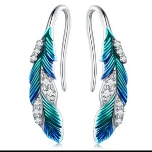 Blue feather Earrings